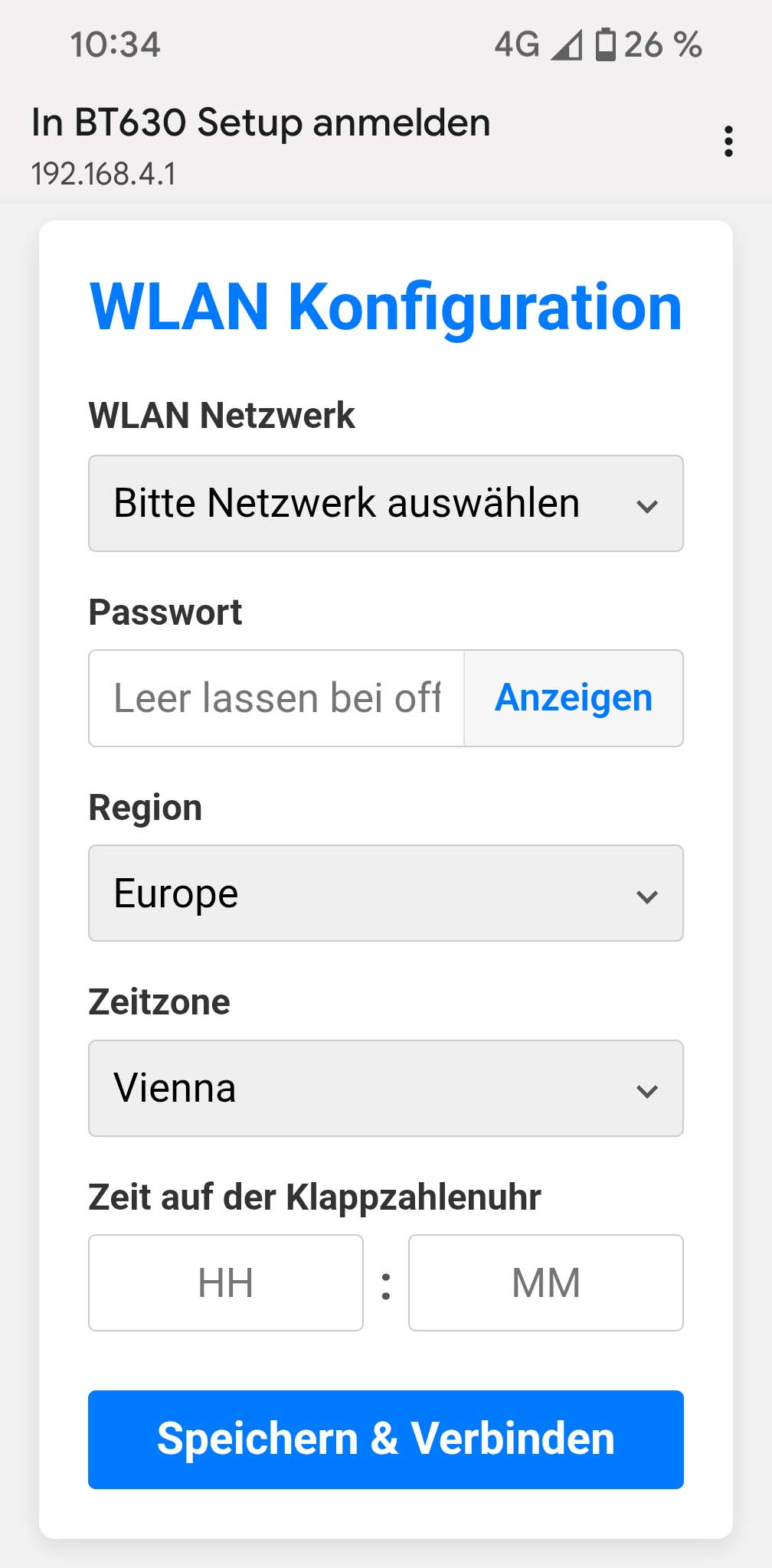 Bodet BT 6.30 Klappzahlenuhr WLAN Provisioning