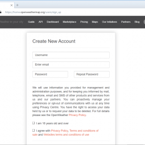 OpenWeather Registration 1