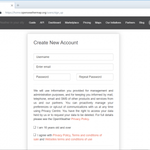 OpenWeather Registration 1